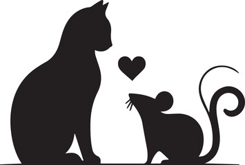 Retro cat bond silhouette isolated vector illustration on white background