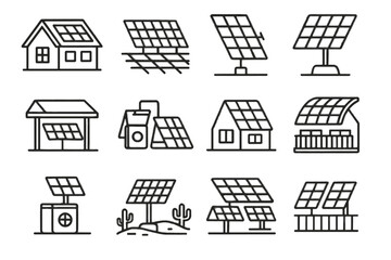 Panel urban icons unit desert vector tracker small panels icon solar grid