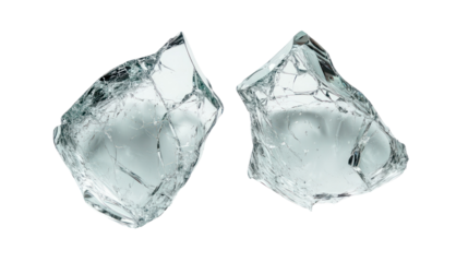 Two sharp ice shards isolated on transparent background