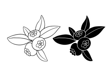 Blueberry berry sketch, silhouette.
Vector graphics.