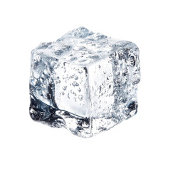 Obraz premium Clear ice cube on transparent bg