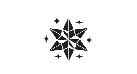Elegant Geometric Star Design with Sparkling Accents on White Backdrop: Abstract Illustration for Holiday Season, Christmas Decorations, New Year Celebration, Award Ceremony, Corporate Identity, Moder