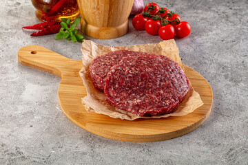 Raw beef burger cutlet for grill