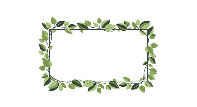 Elegant Rectangular Frame Adorned with Green Leaves.