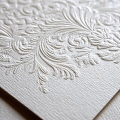 Elegant Embossed Damask Pattern On Cream Paper