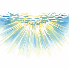 Sunlight under water paints translucent sea, sunbeams shimmering through crystal clear ocean depths. Sunlight creates dreamlike underwater scene with sunbeams dappling the surface.