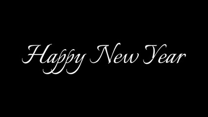 Image Happy New Year message with white letters on a black background, festive Happy New Year greeting card elements.
Happy New Year season concept with sparkling holiday cheer.
