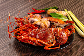 Seafood plate - lobster, crab, prawm octopus