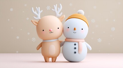 Cute 3D Christmas Premium Pack – Kawaii Minimalist Holiday Illustrations with Cozy Scenes, Festive Characters, Pastel Decorations, and Elegant Winter Atmospheres for Modern Design Projects