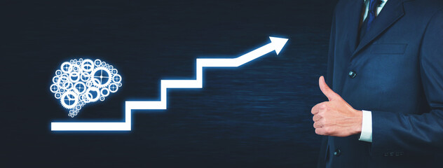 Brain on ladder. Success. Development. Achievement