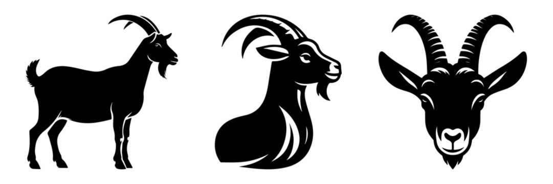 Goat Silhouettes: A Collection of Black and White Illustrations.