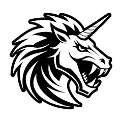 A glyph style icon showing a pegacron head