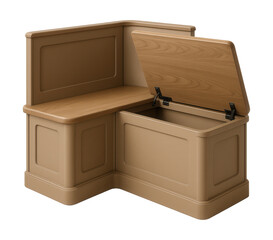 Corner storage bench perfect for breakfast nooks, offering extra seating and storage.