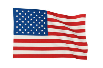 Obraz premium American flag, also known as old glory, waving and displaying its stars and stripes. The background is transparent