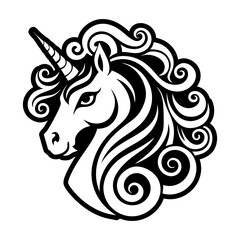 A glyph style icon showing a unicorn mascot