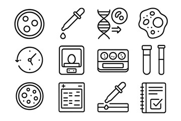 Log icons experiment agar petri specimen transfer icon dish biological electrophoresis tray