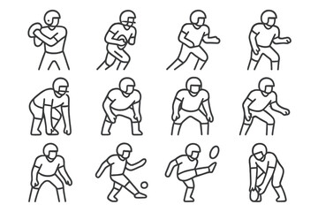 Player linebacker receiver back quarterback football icons icon lineman running vector cornerback