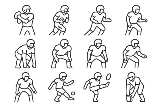 Player linebacker receiver back quarterback football icons icon lineman running vector cornerback
