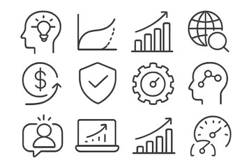 Customer vector insight decision market business icon analytics product efficiency curve grid
