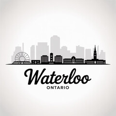 Fototapeta premium ‎Waterloo Ontario Skyline Silhouette — Canadian Tech and University City Vector Illustration
