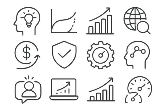 Customer vector insight decision market business icon analytics product efficiency curve grid