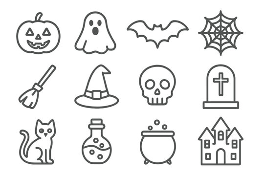 Icons icon black vector tombstone hat potion grid skull halloween ghost haunted