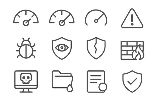 Leak vector risk threat system firewall malware icon cyber icons detected suspicious