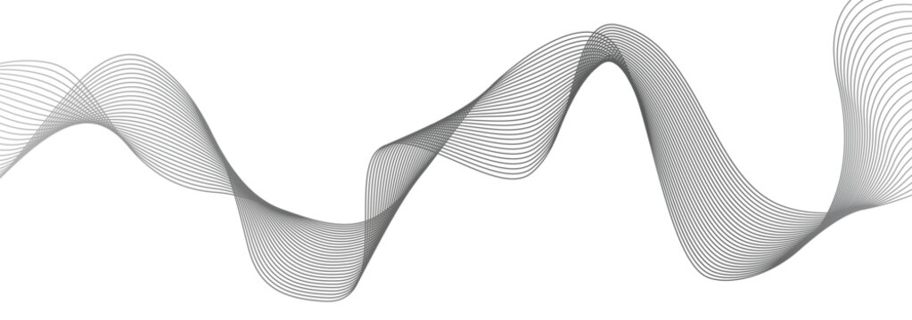 Gray wavy line design calming rhythms vector design element fit for header, banner, poster, background