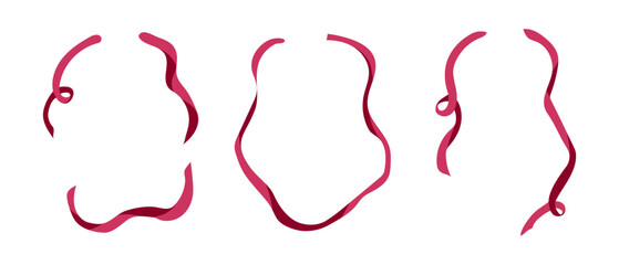 Pink ribbon border. Coquette frame for girly vintage birthday design. Pretty whimsical party invitation. Aesthetic french bowknot decor for feminine illustration. Simple and fancy and dainty graphic.