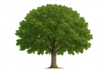 Deciduous tree boasting vivid green leaves, a strong trunk, and prominent roots, ideal for architectural modeling