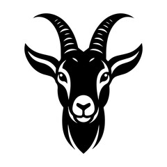 Fototapeta premium Black Goat Head Silhouette: A Striking Vector Illustration.