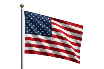 Obraz premium American flag waving gently on a flagpole. Representing patriotism, freedom, and national pride. Transparent background