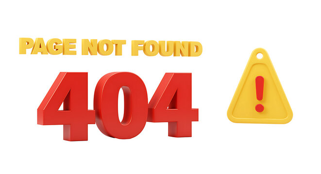 A red 404 error message with an exclamation point on black background.