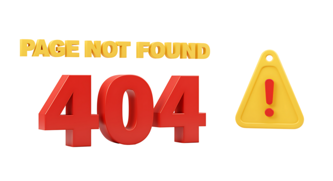A red 404 error message with an exclamation point on black background.