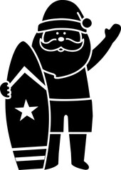 Summer Beach Christmas Santa Claus silhouette.
Transparent background.