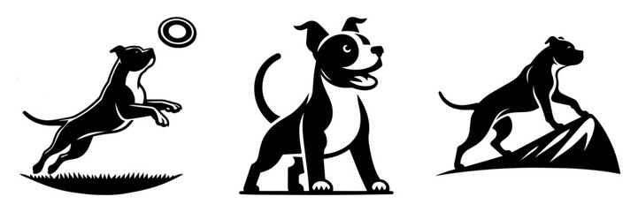 Fototapeta premium Dog Silhouette Collection: Playful Energetic and Adventurous Poses.