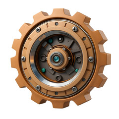 Detailed steampunk gear mechanism isolated on transparent background