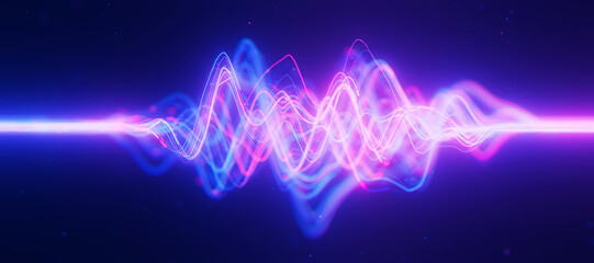 Bigdata light speed data flow wave side view. Abstract digital data stream of quantum computing. Cyberspace of qubit trails. Modern tech information transmission.