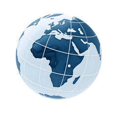 Glass globe showing africa and europe isolated on transparent background