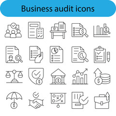 Hand drawn business audit and finance icons collection