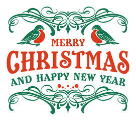 Merry Christmas and Happy New Year greeting design