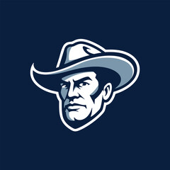 Cowboy head in a hat. Vector illustration