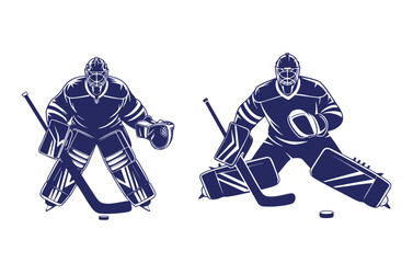 Hockey goalie set. Vector illustration on a white background.