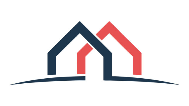 Modern intertwined houses logo design for real estate and property services vector - Powered by Adobe