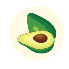3d realistic vector icon set. Avocado whole and half