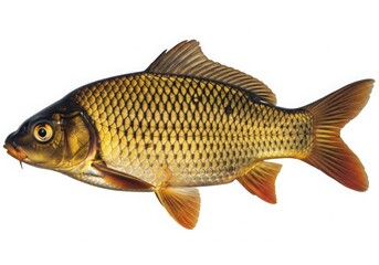 Obraz premium A single common carp fish isolated on a white background