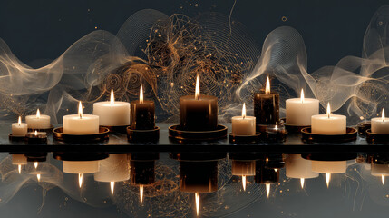 One line art Candles in minimalist style.
Burning candles in a continuous line. Isolated on white background Vector illustration EPS10