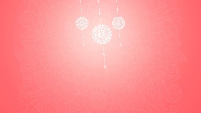 Elegant coral floral pattern with delicate white mandala ornaments