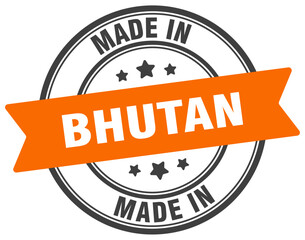 Made in Bhutan round sign. Made in Bhutan stamp.