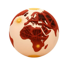 Stylized globe showing africa and europe isolated on transparent background